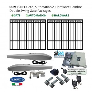 Complete Gate, Electric Gate Automation & Hardware Combos with Italian Made Heavy Duty Gate Opener System. APC Double Swing Electric Gate Packages