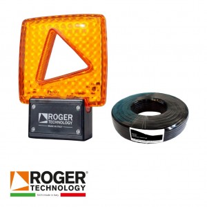 Flashing Safety Light with Integrated Antenna and Cables | 24V AC/DC Italian Made by Roger Technology (FIFTHY/24/OR) High-Quality Orange Colour LED Flashing Light