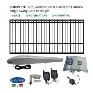 3m Ring Top Gate, Automation & Hardware Combos with Italian Made Heavy Duty Gate Opener System. Complete Single Swing Electric Gate Packages