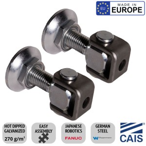 Pair of Weld-on/Weld-On Adjustable Gate Hinges With Nut Washer For Steel Column, Made in Europe | CAIS HN 20 Hot Dipped Galvanized German Steel Gate Hinge