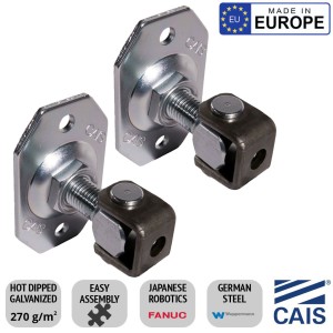 Pair of Bolt-On/Weld-On Adjustable Hinge With Plate, Made in Europe | CAIS HP 20 A Hot Dipped Galvanized German Steel Gate Hinge