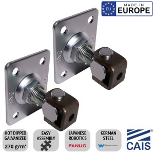 Pair of Bolt-On/Weld-On, 220KG Adjustable Hinge With Plate, Fixed, CAIS HP 24 R Hot Dipped Galvanized German Steel Gate Hinge