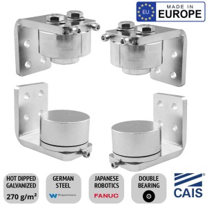 Pair of 350KG Dual Bearing Hinge Set, Single Swing Gate Galvanised Adjustable Lower and Upper Hinge With Bearings, Support | Hot Dipped Galvanized German Steel Swing Gate Hinges CAIS AB 70