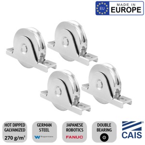 Four Pieces 88mm Recess Mount European Made Double Bearing Sliding Gate Wheels. CAIS WSO 924 B2 High-Quality German Steel, Rebate Gate Wheels (4x 88mm Wheels For Sliding Gate)