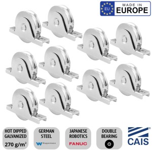 Ten Pieces 88mm Recess Mount European Made Double Bearing Sliding Gate Wheels. CAIS WSO 924 B2 High-Quality German Steel, Rebate Gate Wheels (10x 88mm Wheels For Sliding Gate)