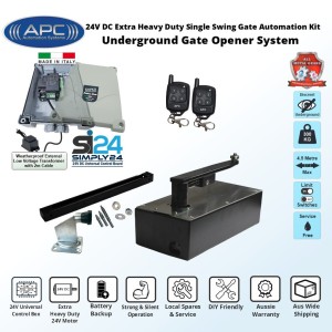 DIY Gate Opener Base Kit Discreet Underground Automatic Gate System with Italian-Made Simply 24 Universal Control Box, APC-UG1400C Extra Heavy Duty All Metal Gears Underground Gate Motor, Adjustable Limit Switches, Remote Controls, Single Swing Gate Automation