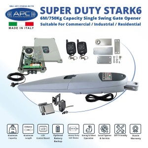 Italian Made Super Duty STARK6 Gate Automation Kit. 6M/750Kg Capacity Single Swing Gate Opener Suitable For Commercial, Industrial, Residential Use