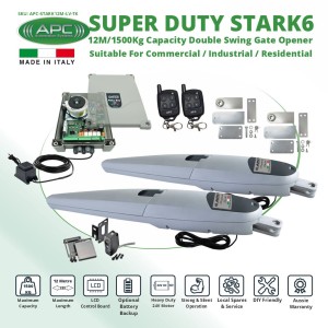Italian Made Super Duty STARK12 Double Swing Gate Automation Trade Kit. 12M/1500Kg Capacity Gate Opener Suitable For Commercial, Industrial, and Residential Use