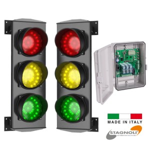 Traffic Light Controller with Two (Enter and Exit) Traffic Lights Combo | Traffic Light Control Board and 2 Red, Yellow and Green LED Triple Traffic Light Easy Traffic Flow Control | Made in Italy by Stagnoli | Specially designed for easy traffic flow control commercial and residential use.