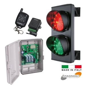 Remote Control Traffic Light with Dual Traffic Signal Light Combo | Traffic Lights Control Board, Remote Control, Two Channel Reciever and Dual (Red & Green) LED Traffic Light, Easy Traffic Flow Control | Made in Italy by Stagnoli