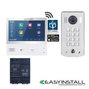 Eyevision® EasyInstall Two Wire Video Intercom System, 7 Inch Touch Screen Intercom Monitor With Surface Mount Video Intercom Door Station