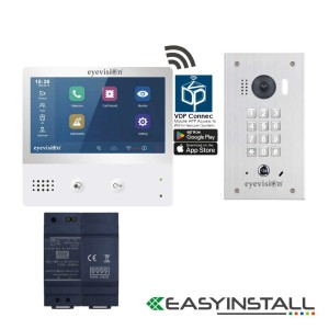 Eyevision® EasyInstall Two-Wire Smart WiFi Video Intercom Flush Mount Keypad Doorbell Camera System
