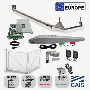 Bi-folding Space-Saving Feature Single Swing Gate Hardware (CAIS) with DC Powered Automatic Electric Gate Automation Kit Extra Heavy Duty Italian Made Proteous PS-3000 Linear Actuator Gate Opener (Gates are not included.)