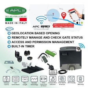 Extra Low Voltage 24V DC Electric Gate APC Proteous 500 FEATURE RICH Extra Heavy Duty Automatic Sliding Gate Opener Wi-Fi Kit with Encoder System