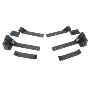 Adjustable Rising Gate Hinges on the Left and Right Side Heavy Duty with Support Bracing. Satin Black Powder-Coated Heavy Duty Adjustable Rising Gate Hinges |  Lifting or Uphill Rising Hinges for Double Swing Driveway Gates