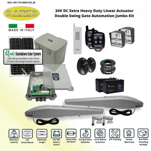 Double Swing Solar Powered Gate Opener, Automatic Motorized Remote Controls Gate, Solar Gate Automation System DIY Kit