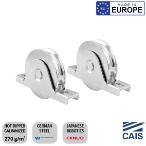 Pair of 78mm Recess Mount European Made Single Bearing Sliding Gate Wheels. CAIS WSO 824 High-Quality German Steel, Rebate Gate Wheels