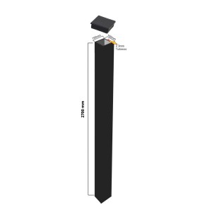 Post 150x150x2.3x2700mm Black Powdercoated Steel Gate Post incl Post Cap