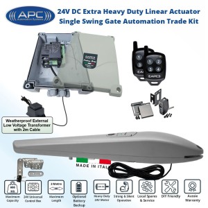 Single Swing Automatic Electric Gate Opener Kit Italian Made APC PS-3000 Linear Actuator Gate Automation,  Remote Control Driveway Gate Opener