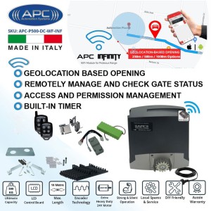 Electric Gate Automation APC Proteous 500 FEATURE RICH Extra Heavy Duty Italian Made Automatic Sliding Gate Opener Wi-Fi Kit with Encoder System