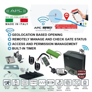 Extra Low Voltage 24V DC Electric Gate Automation, Sliding Gate Opener Wi-Fi Kit, APC Proteous 450 Sprint ULTRA Fast Extra Heavy Duty Automatic Sliding Gate with Encoder System