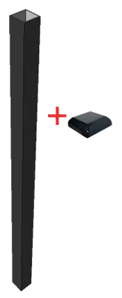 Black Powder Coated Steel Post & Galvanised Steel Cap