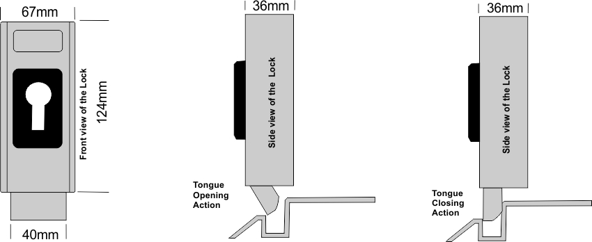 EL-2000 dimensions Electric Gate Lock